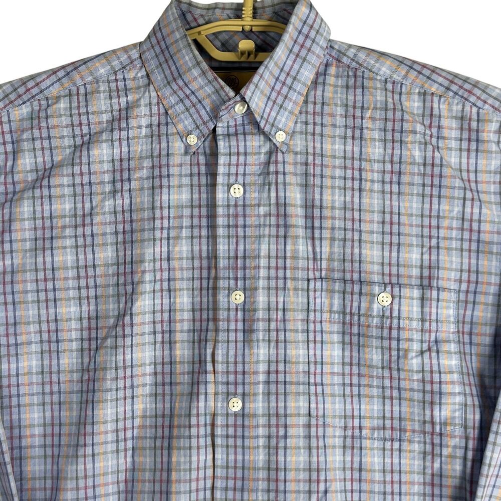 Wrangler Button Up Shirt Mens Size M Blue Red Yellow Plaid Long Sleeve Cotton - Picture 1 of 7